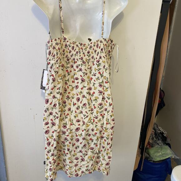 New Vans Women XL Cami Minidress High Waist Beige Floral Cottagecore Beach Vaca - Picture 6 of 6